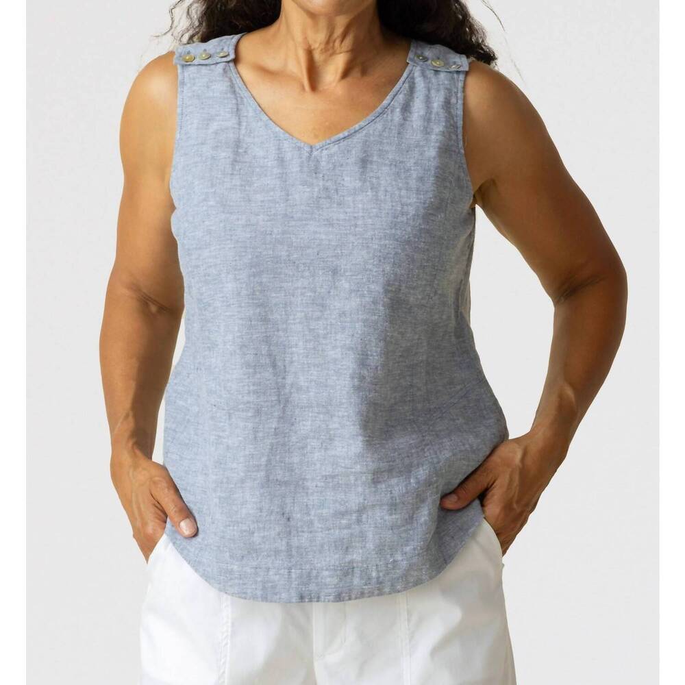 NEW HABITAT linen fresh tank top in indigo